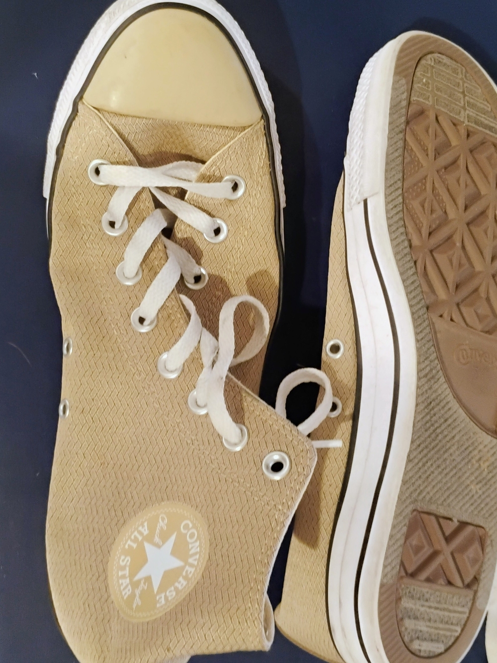 Converse Beige High Top Sneakers with White Accents